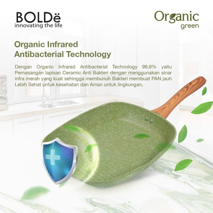 Bolde Organic Green Grill Pan 28 cm - Green